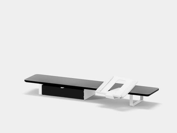 black, single drawer, white