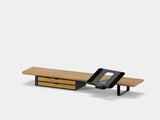 oak, dual drawer, black