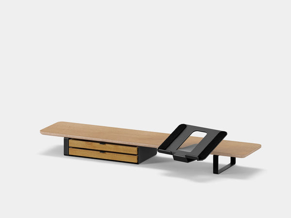 oak veneer, dual drawer, black