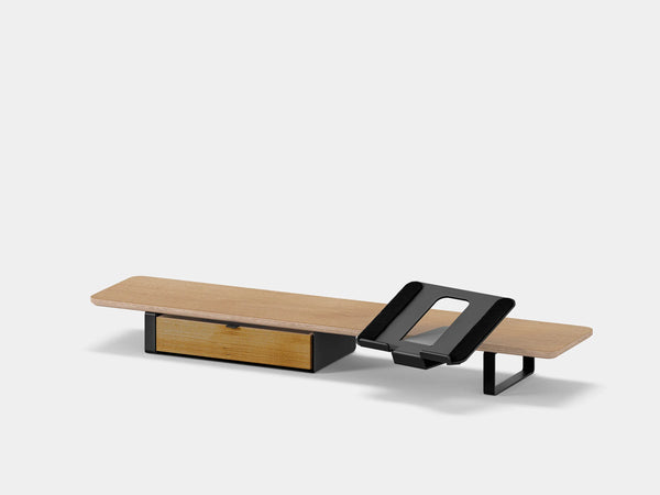 oak veneer, single drawer, black
