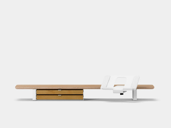 oak veneer, dual drawer, white