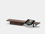 walnut, dual drawer, black
