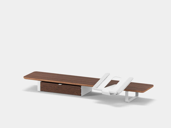 walnut veneer, single drawer, white