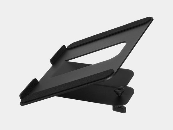 black steel laptop mount for desk shelf | black, 