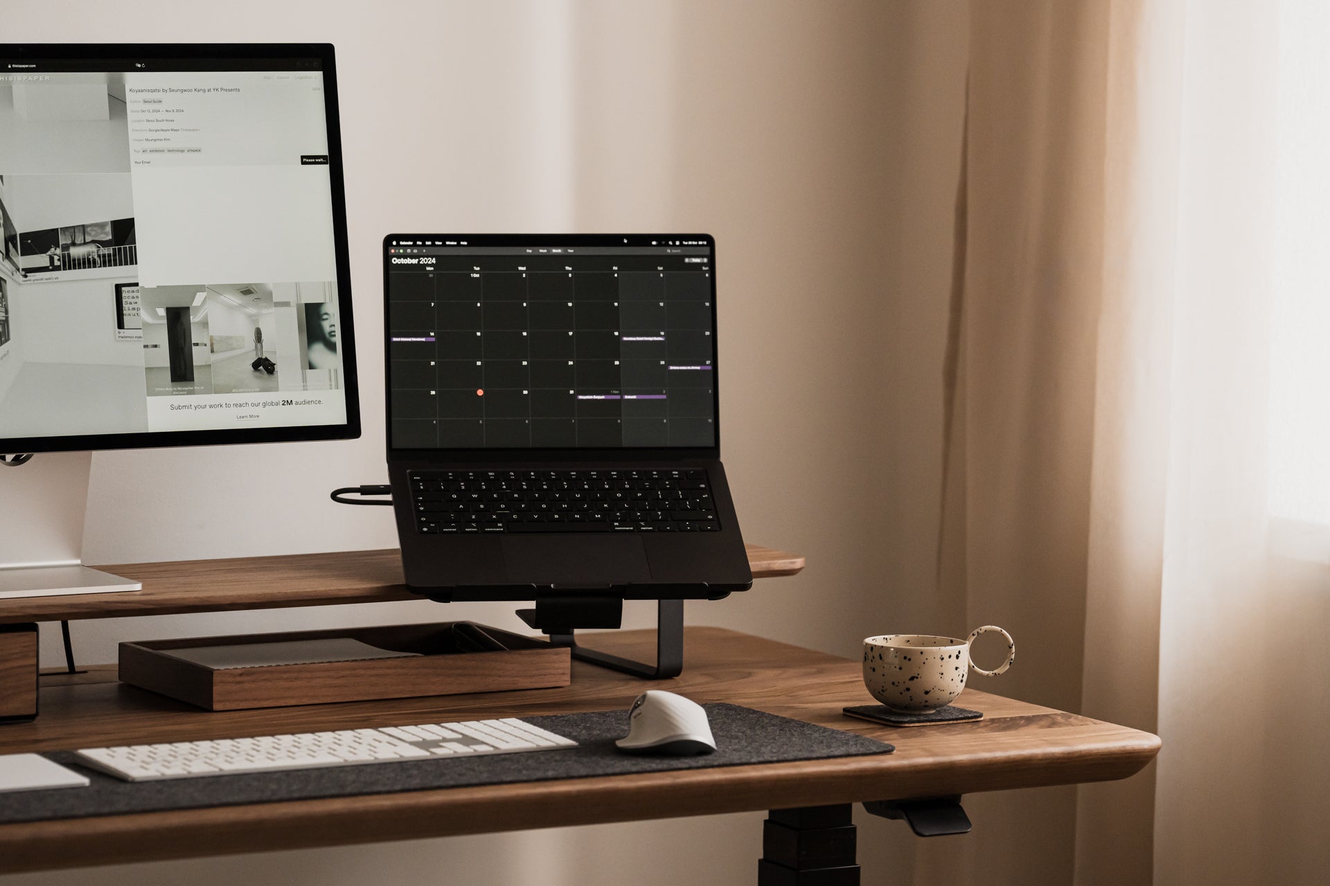 desk shelf laptop mount in use | , 