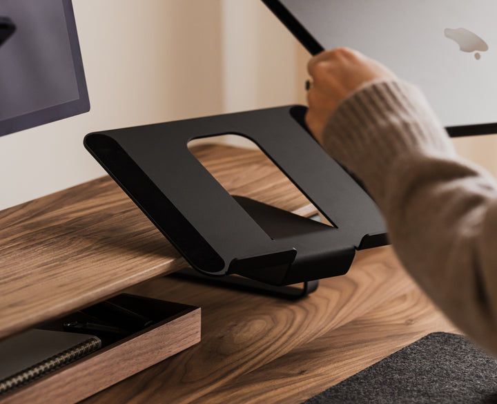 desk shelf laptop mount in use | , 