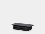 oakywood black wooden desk shelf mini with a dual drawer and black base | black, dual drawer, black