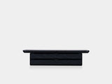 oakywood black wooden desk shelf mini with a dual drawer and black base | black, dual drawer, black