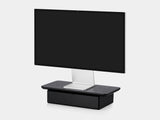 oakywood black wooden desk shelf mini with a single drawer and black base side view | black, single drawer, black