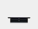 oakywood black wooden desk shelf mini with a dual drawer and white base | black, dual drawer, white