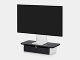 oakywood black wooden desk shelf mini with a single drawer and white base side view | black, single drawer, white