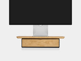 oakywood oak wooden desk shelf mini with a single drawer and black base | oak, single drawer, black