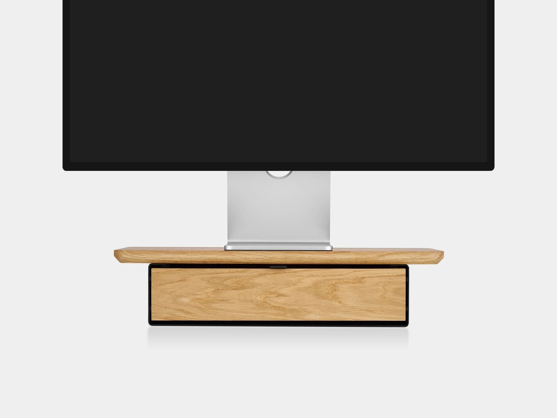 oakywood oak wooden desk shelf mini with a single drawer and black base | oak, single drawer, black