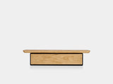 oakywood oak wooden desk shelf mini with a single drawer and black base | oak, single drawer, black