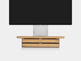 oakywood oak wooden desk shelf mini with a dual drawer and white base | oak, dual drawer, white