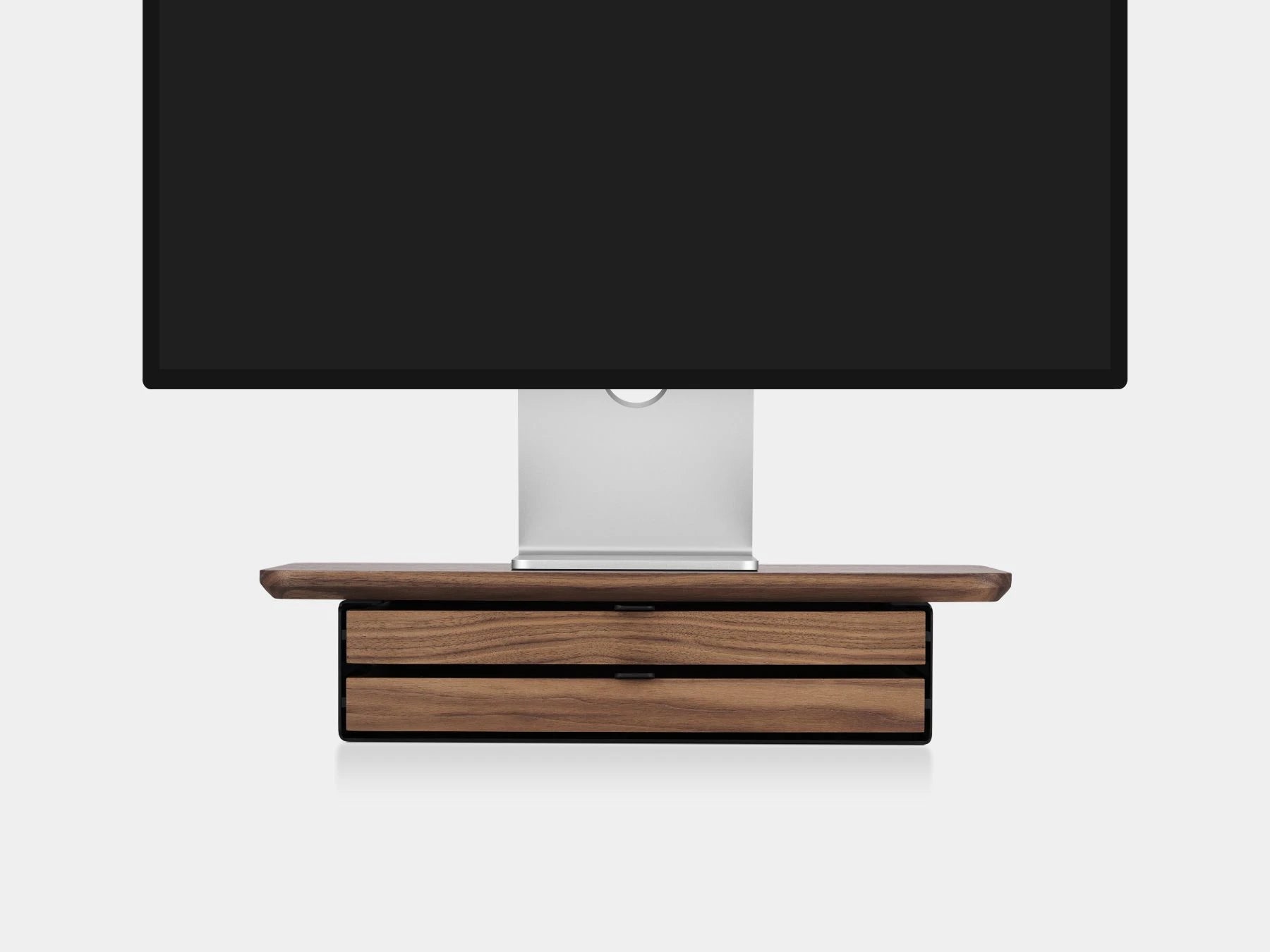 walnut, dual drawer, black