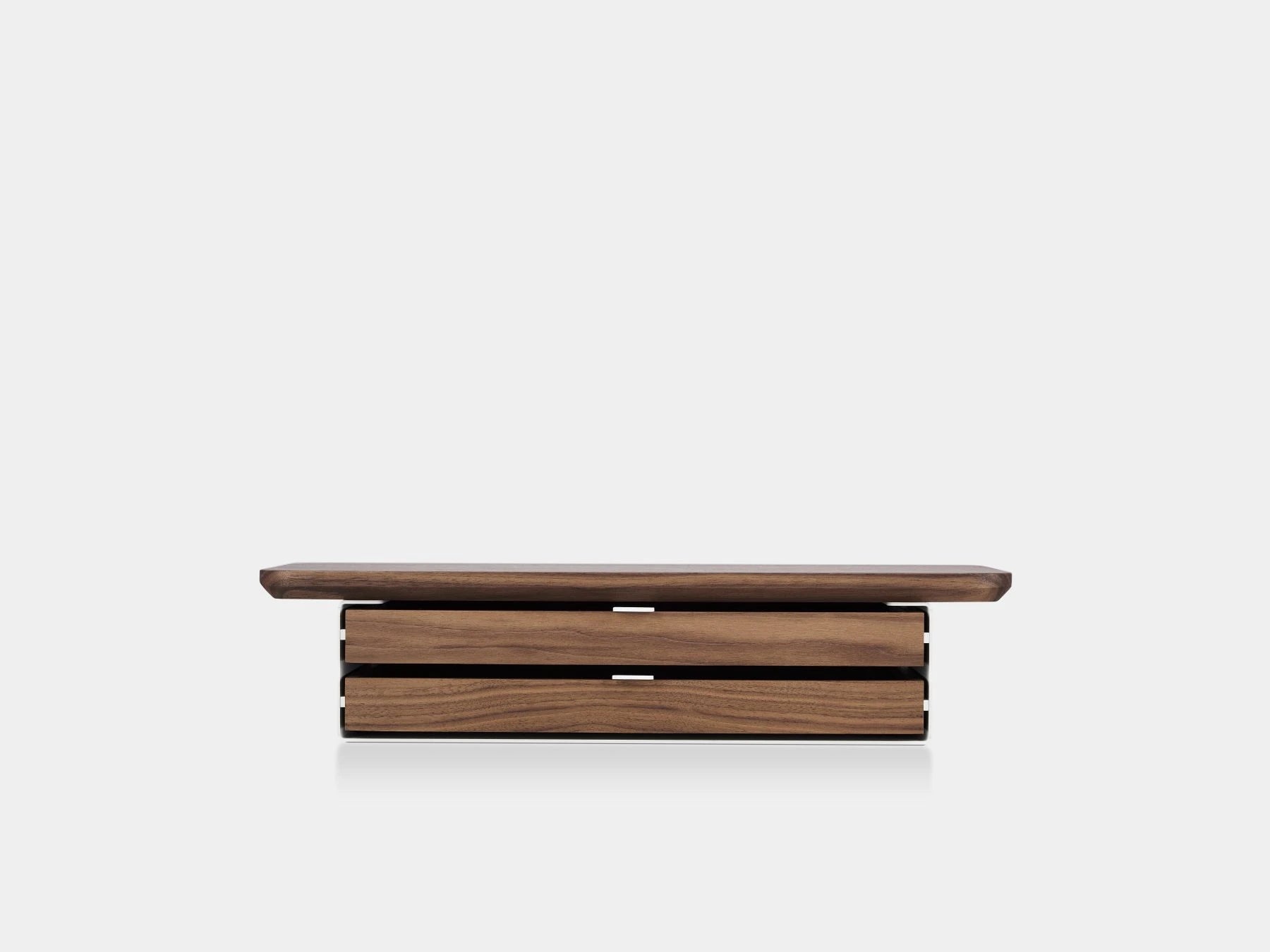 walnut, dual drawer, white