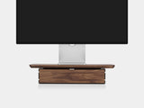 oakywood walnut wooden desk shelf mini with a single drawer and white base | walnut, single drawer, white