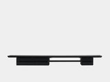 oakywood wooden desk shelf pro, solid wood monitor stand front view | black, dual drawer, black