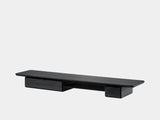 oakywood wooden desk shelf pro, solid wood monitor stand side view | black, single drawer, black