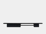 oakywood wooden desk shelf pro, solid wood monitor stand front view | black, single drawer, black