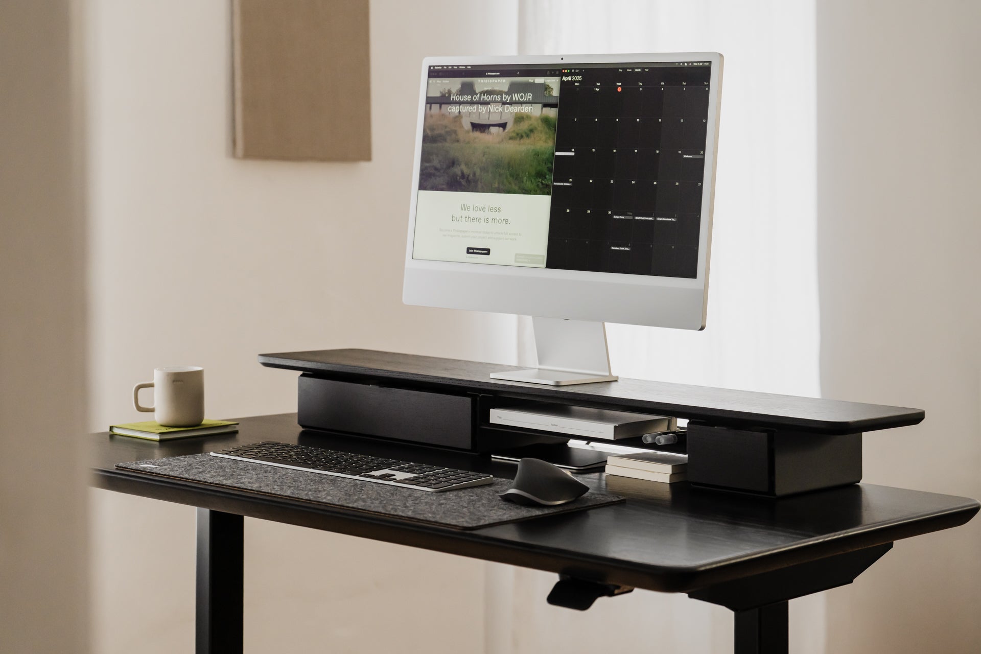 oakywood wooden desk shelf pro, solid wood monitor stand desk setup | black, , 