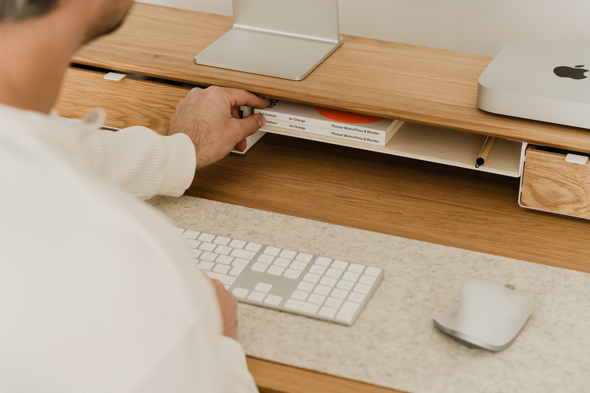 oakywood wooden desk shelf pro, solid wood monitor stand desk setup | oak, , white