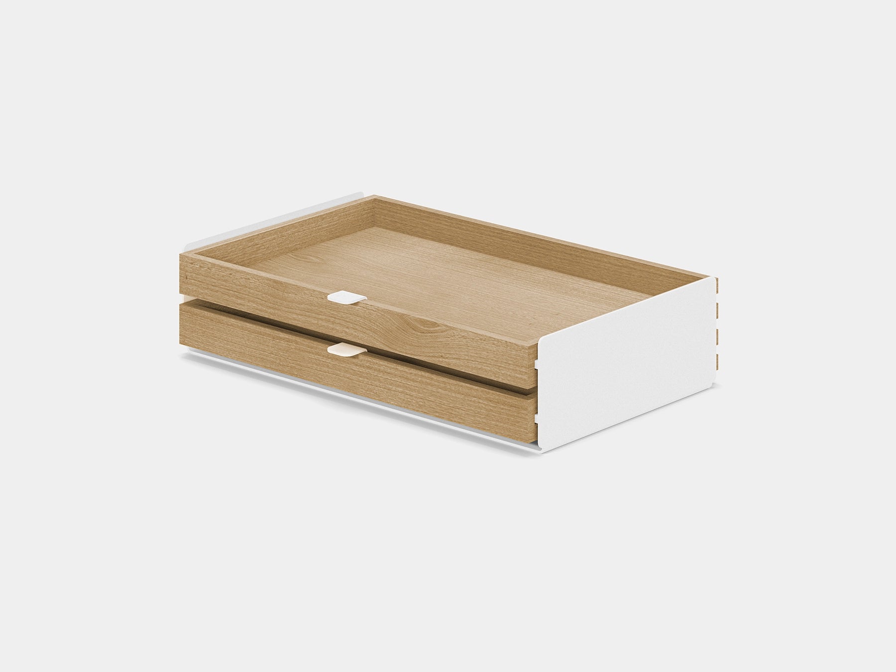 oakywood oak modular drawer with white base | light oak, dual drawer, white