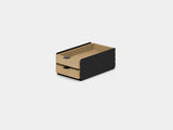 oakywood small oak modular drawer with black base | light oak, dual drawer, black