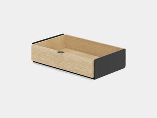 oakywood oak modular drawer with black base | light oak, single drawer, black