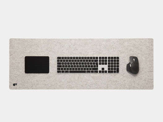 oakywood extra large stone grey felt desk mat top view | stone grey, 100x40