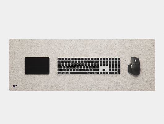oakywood extra large stone grey felt desk mat top view | stone grey, 100x40