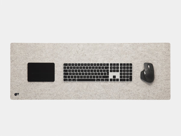 oakywood extra large stone grey felt desk mat top view | stone grey, 100x40