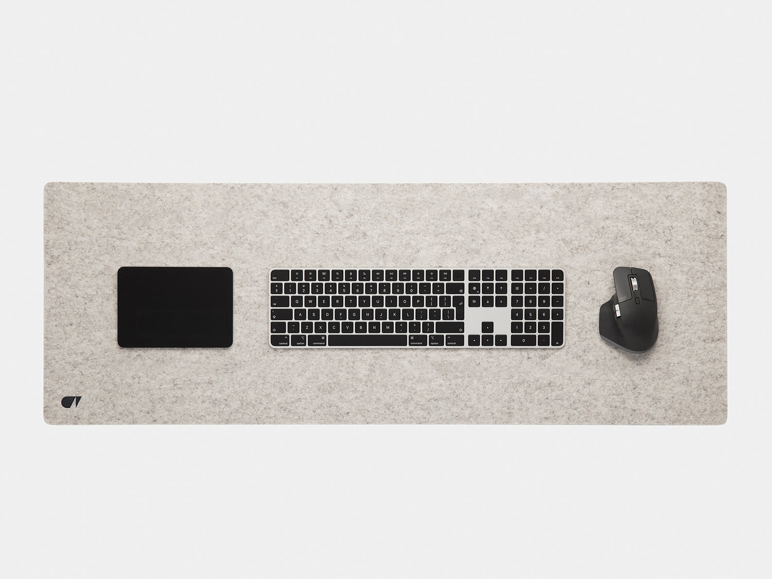 oakywood extra large stone grey felt desk mat top view | stone grey, 100x40