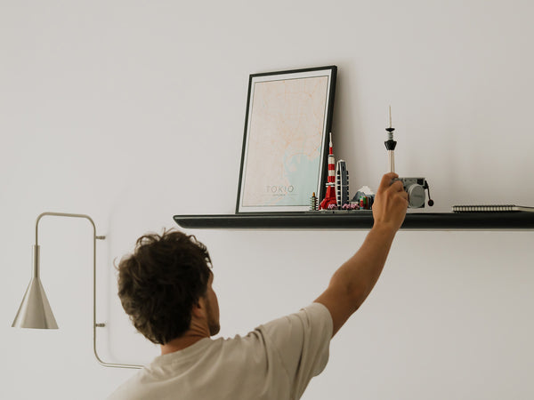 oakywood black wooden shelf in use | black, 