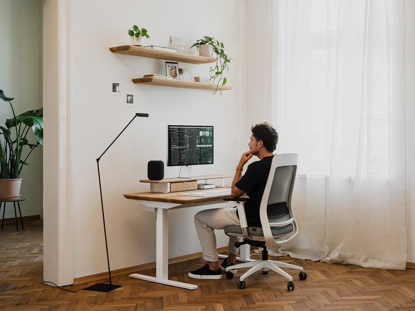 oakywood oak wooden shelf desk setup | oak, 