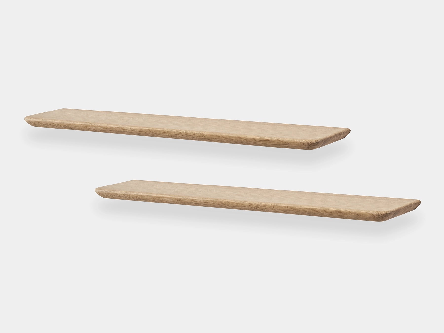 Two wooden shelves on a white background | light oak, 