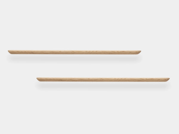 Two wooden shelves on a white background | light oak,