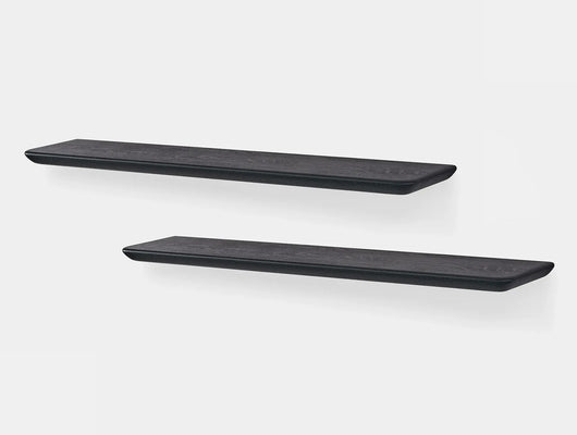 Oakywood Floating Shelf Bundle in black – modern black shelf for minimalist wall organization | black, 