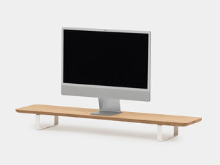 oak veneer desk shelf with white legs | oak veneer, white