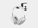 Oakywood Desk-Mounted Headphone Hook crafted from black wood with black accents – minimalist adjustable hook for headphones and bags | black, black