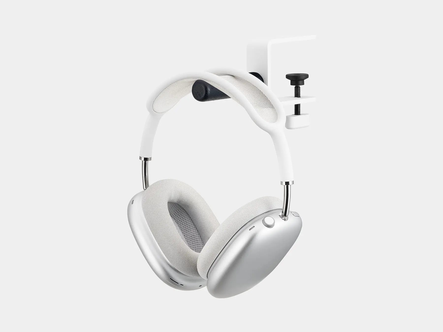 Oakywood Desk-Mounted Headphone Hook made of black wood with white accents – stylish under desk hook for headphones and small items | black, white