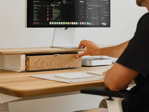 oakywood oak modular drawer with white base desk setup | oak, single drawer, 