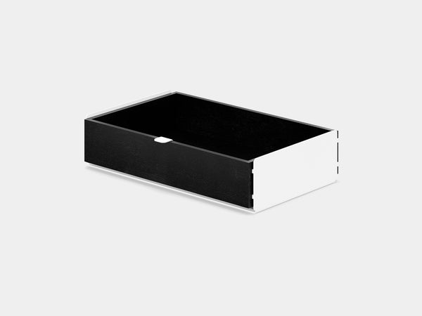 oakywood black wooden modular drawer with white base | black, single drawer, white