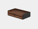 oakywood walnut dual modular drawer with black base | walnut, dual drawer, black