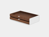 walnut, dual drawer, white