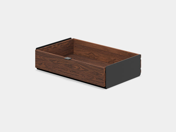 oakywood walnut modular drawer with black base | walnut, single drawer, black