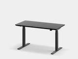 oakywood black wooden standing desk pro with black legs and cable management front view | black, ,black