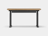 oakywood oak wooden standing desk pro with black legs and cable management back view | oak, ,black