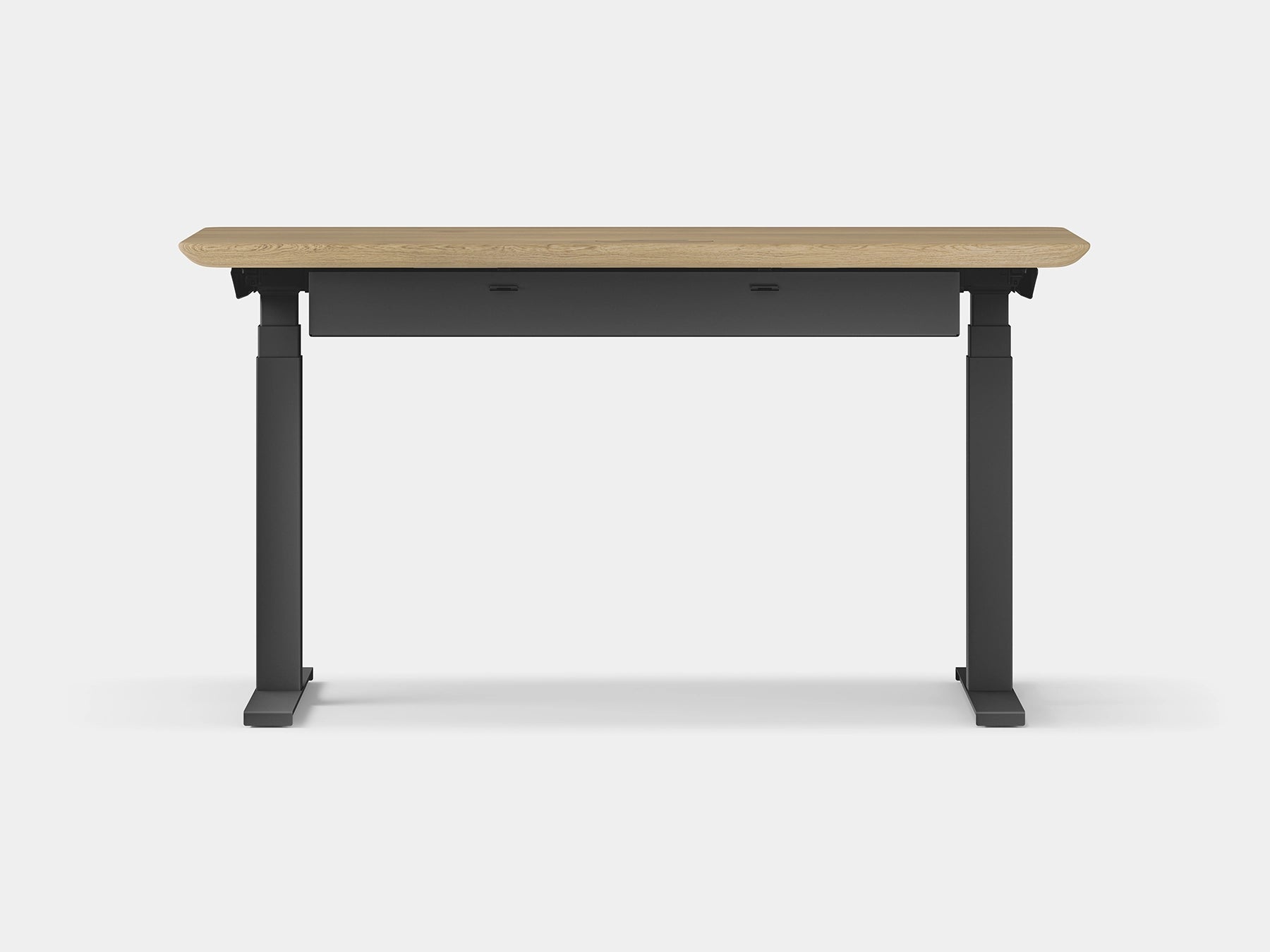 Desk with a wooden top and black base on a white background | light oak, , black